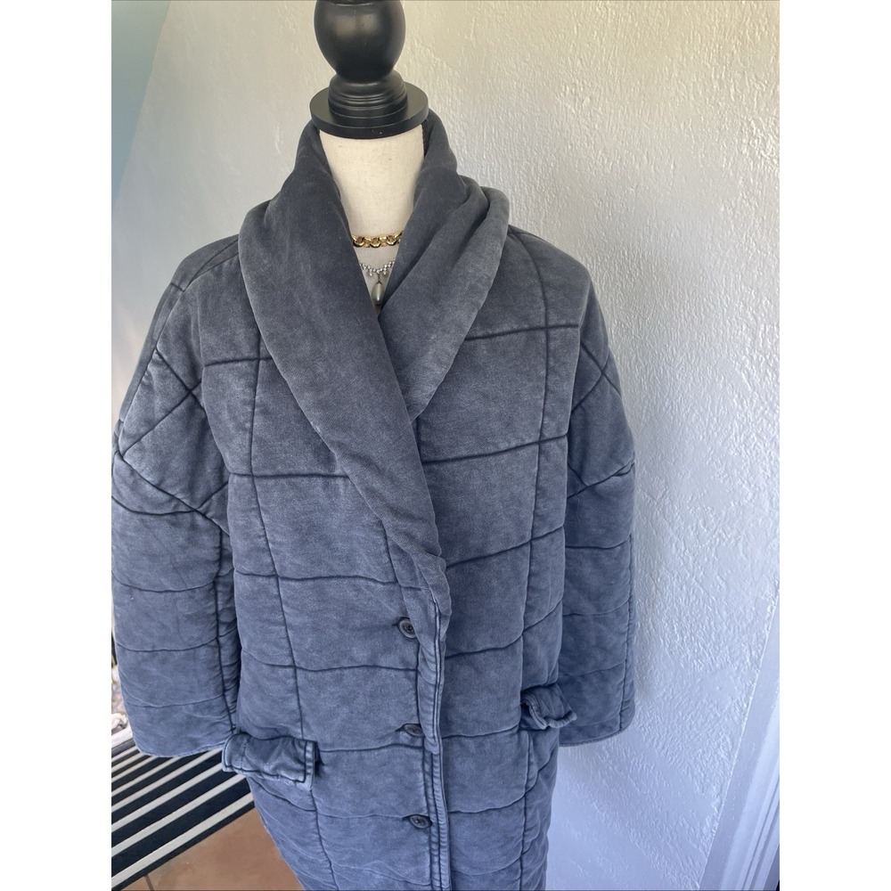 Forever 21 NWOT‎ Gray Quilted Blanket Coat With Pockets Shaw Collar size small - Picture 4 of 7
